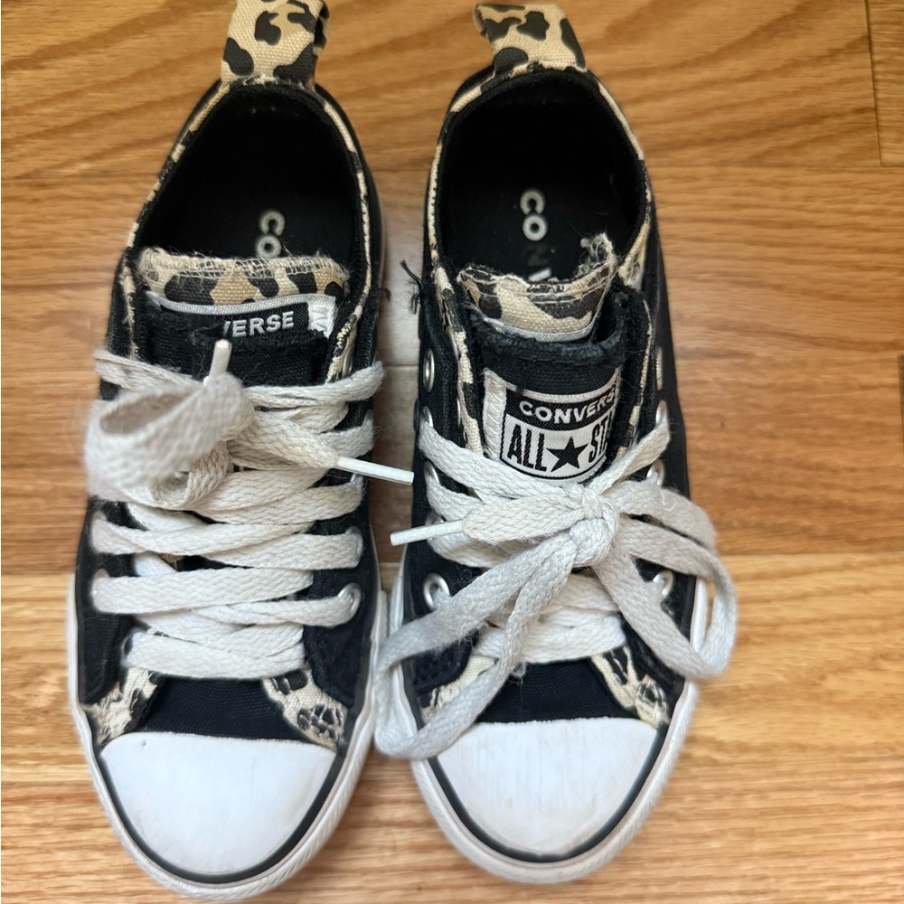 Converse Kids Black and Leopard Sneakers